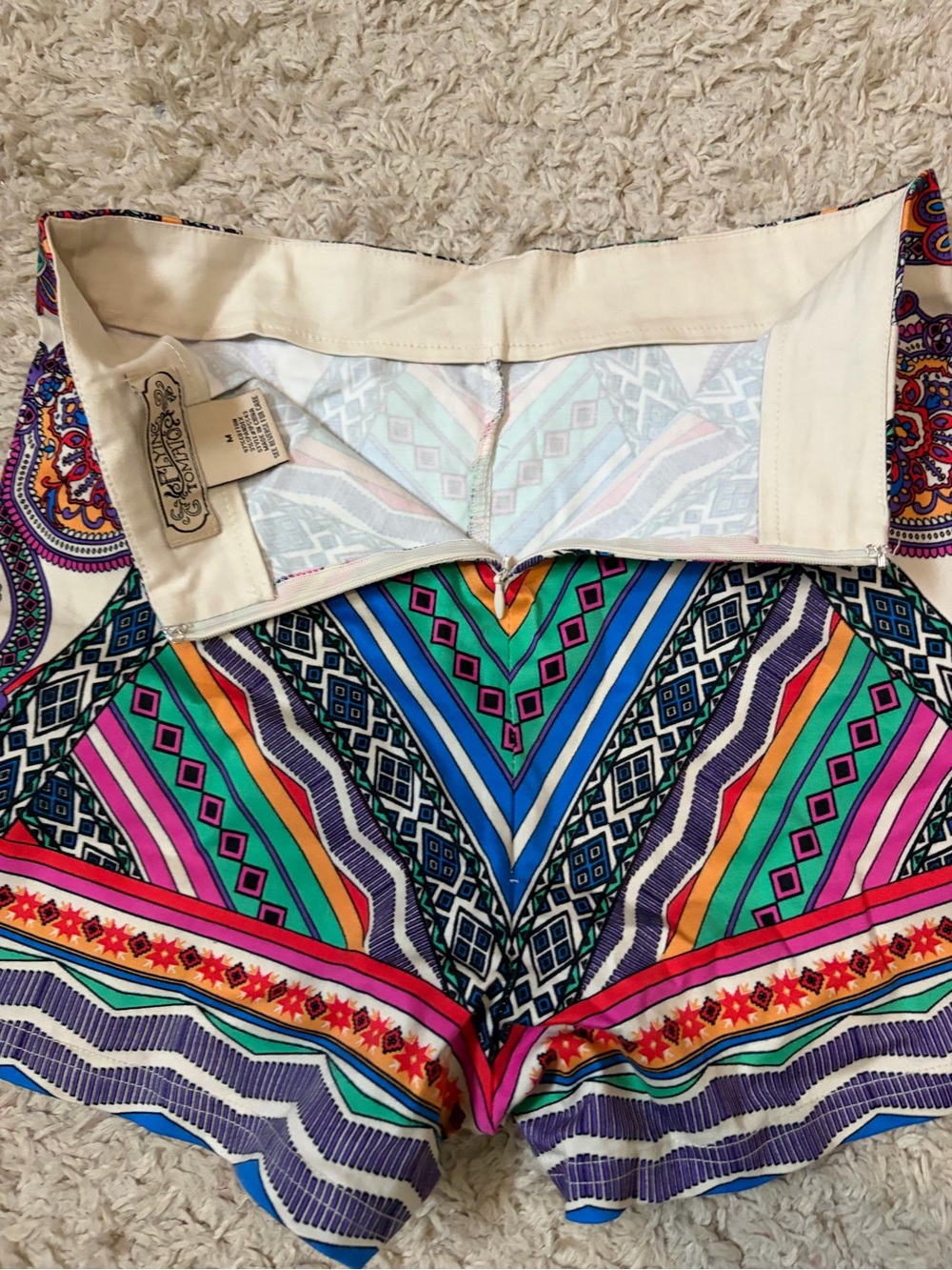Flying Tomato Multicolor Geometric & Paisley High Waist Shorts - Picture 9 of 9